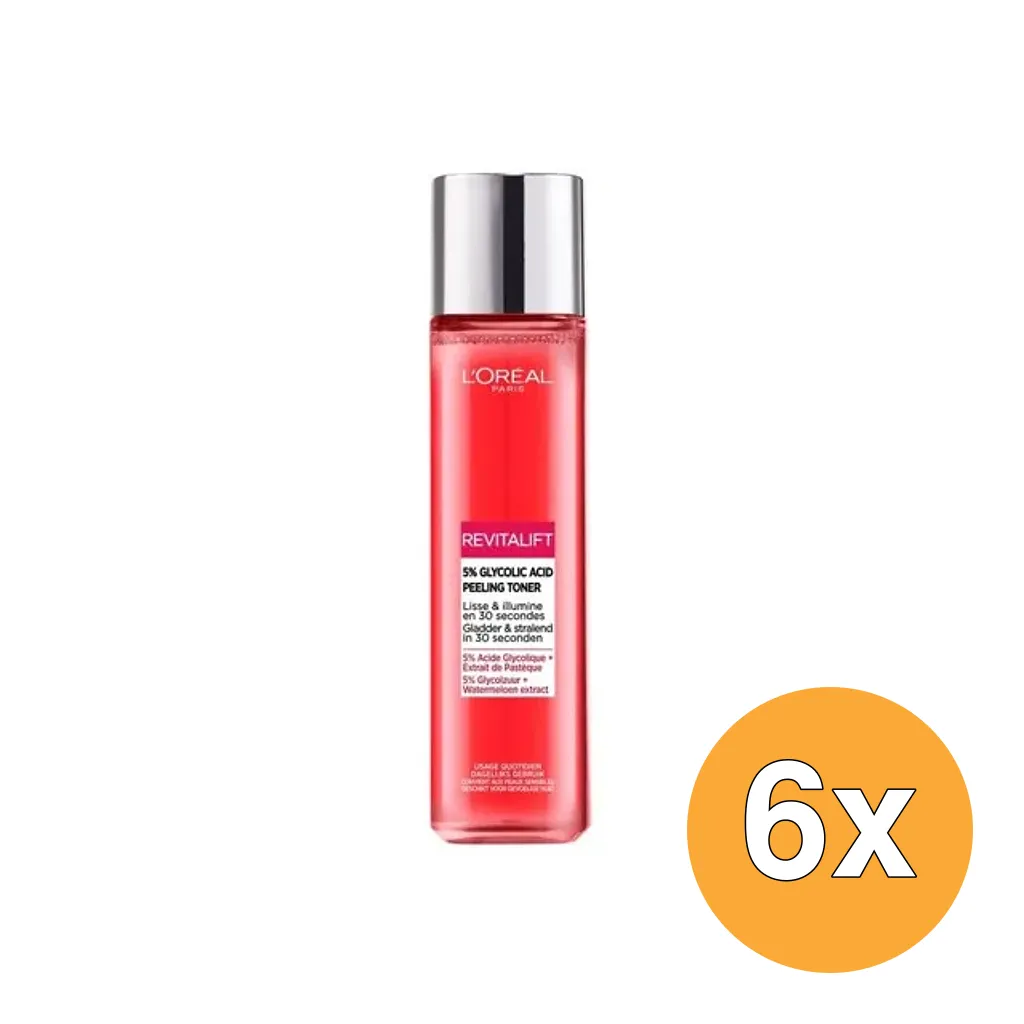 6x L'Oréal Paris Revitalift 5% Glycolzuur Peeling Toner (180 ml)