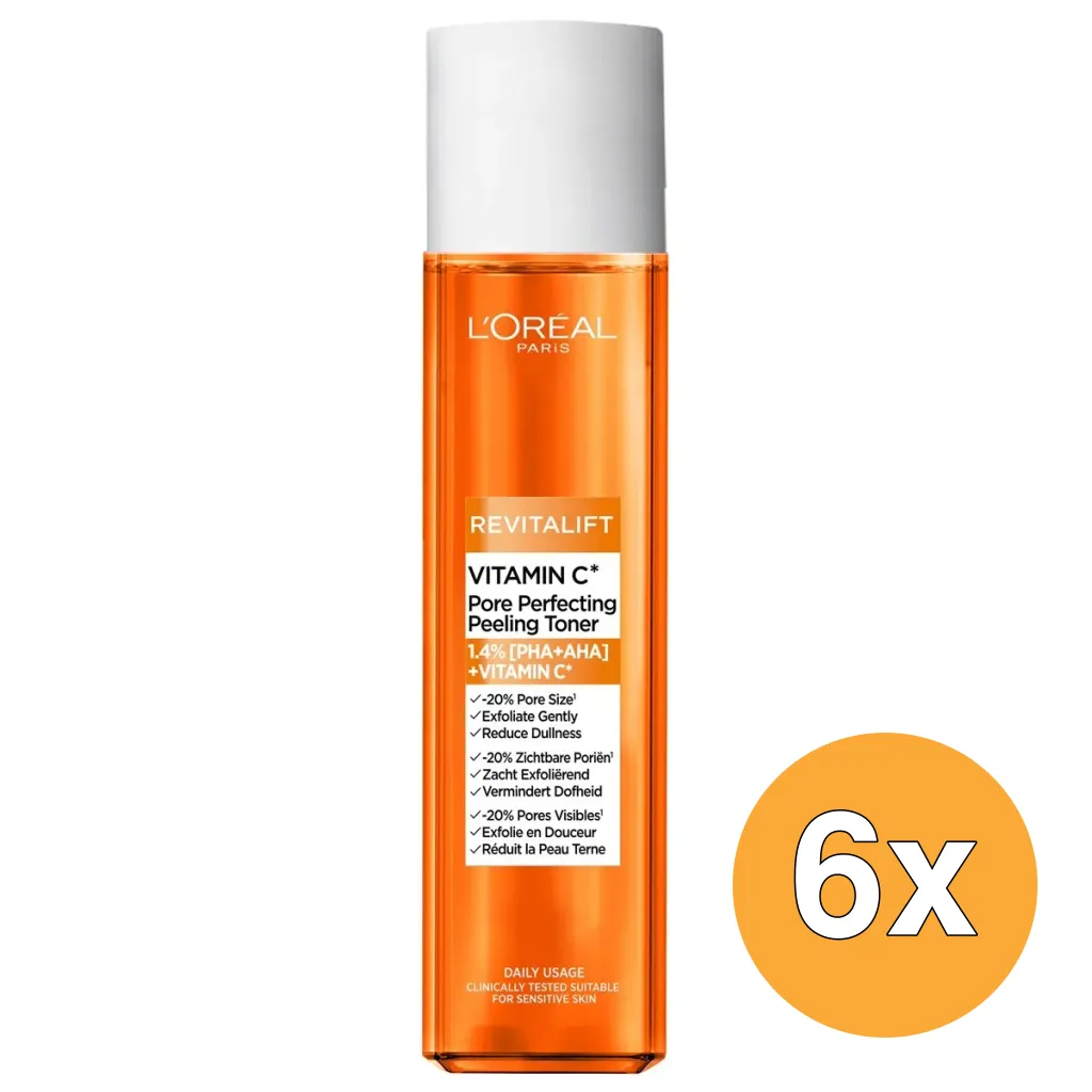 6x L'Oréal Paris Revitalift Toner Pore Perfecing Vitamine C (180 ml)