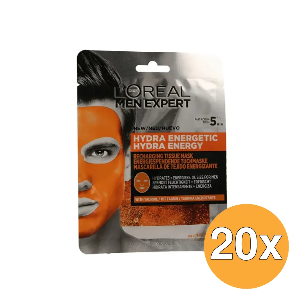 20x L'Oréal Paris Men Expert Hydra Energetic Tissue Masker (30 gr)