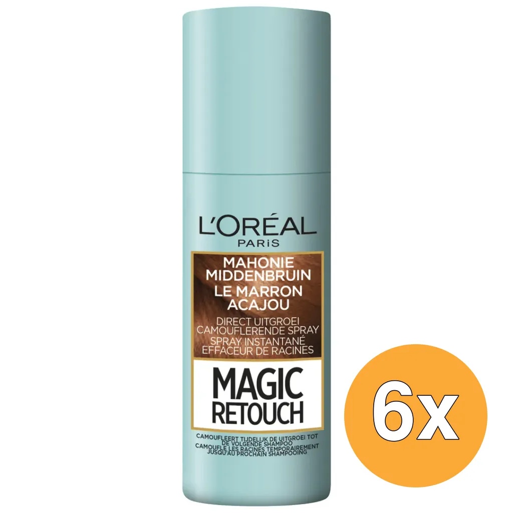 6x L'Oréal Paris Magic Retouch Nr. 6 Rouge (75 ml)