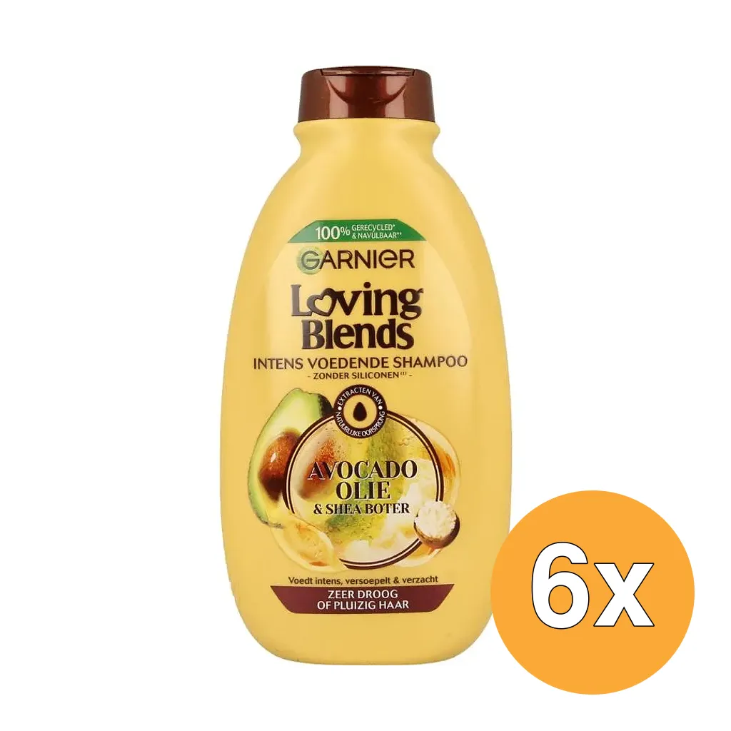 6x Garnier Loving Blends Shampoo Avocado Olie & Karite Boter (300 ml)