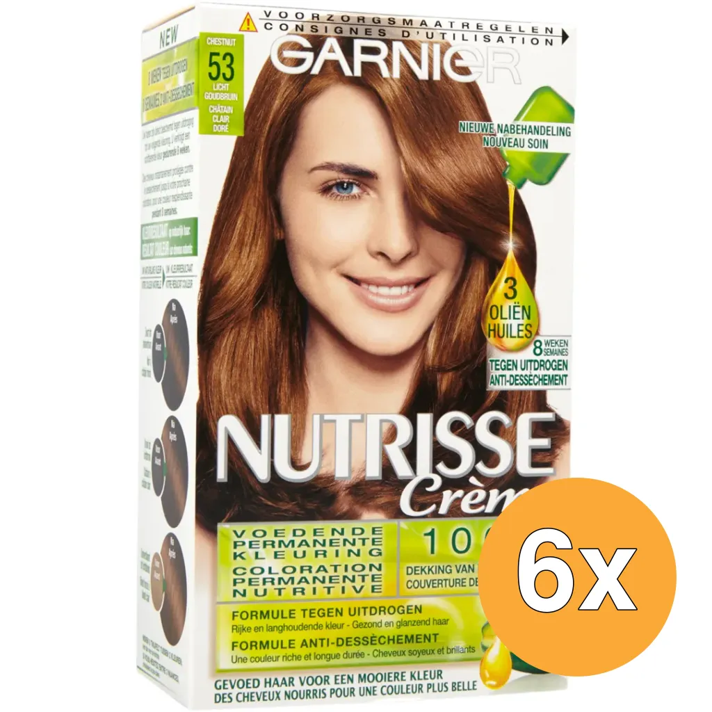 6x Garnier Nutrisse Creme 5,3/53 Noisette (1 set)