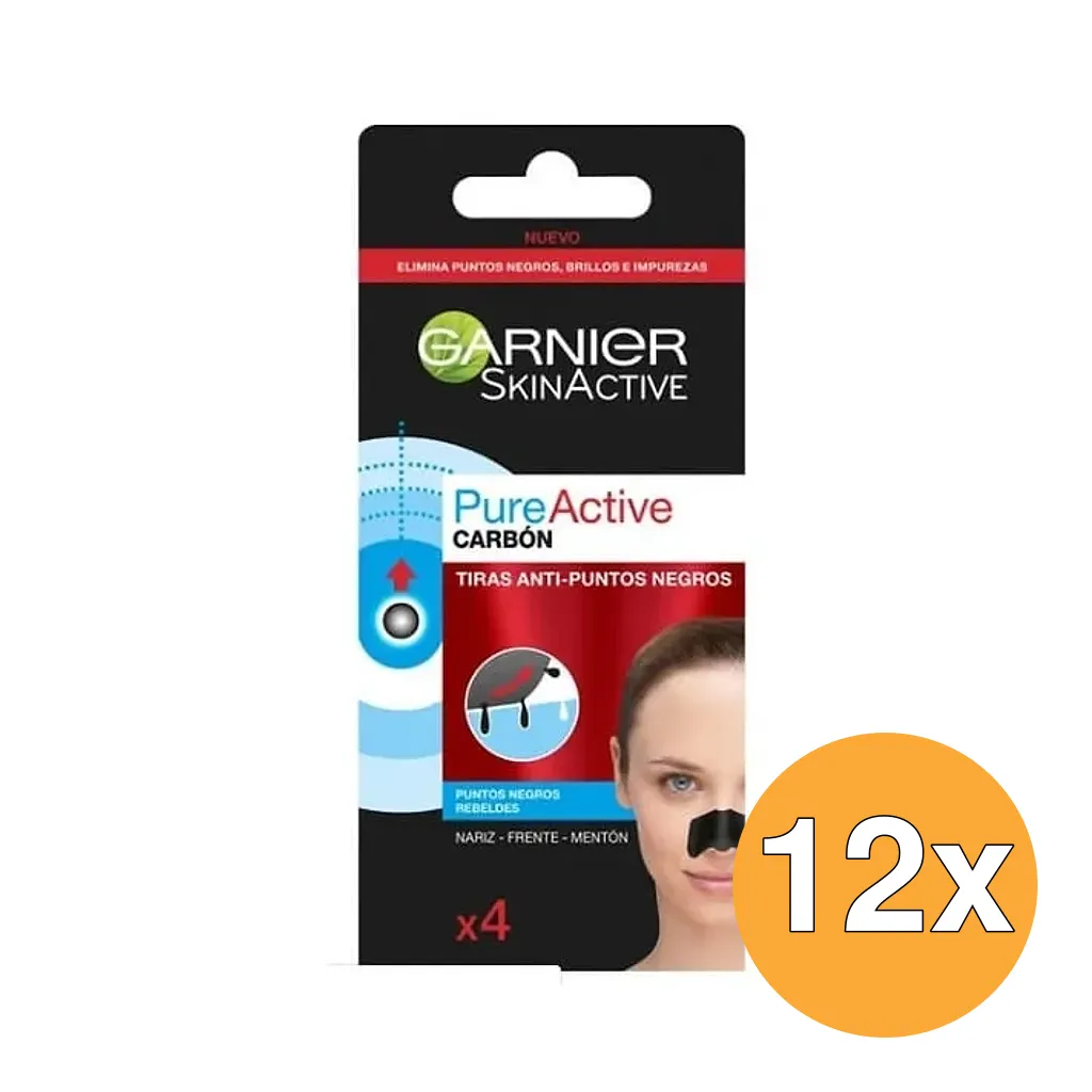 12x Garnier Pure Active Charcoal Neusstrips (4 stuks)