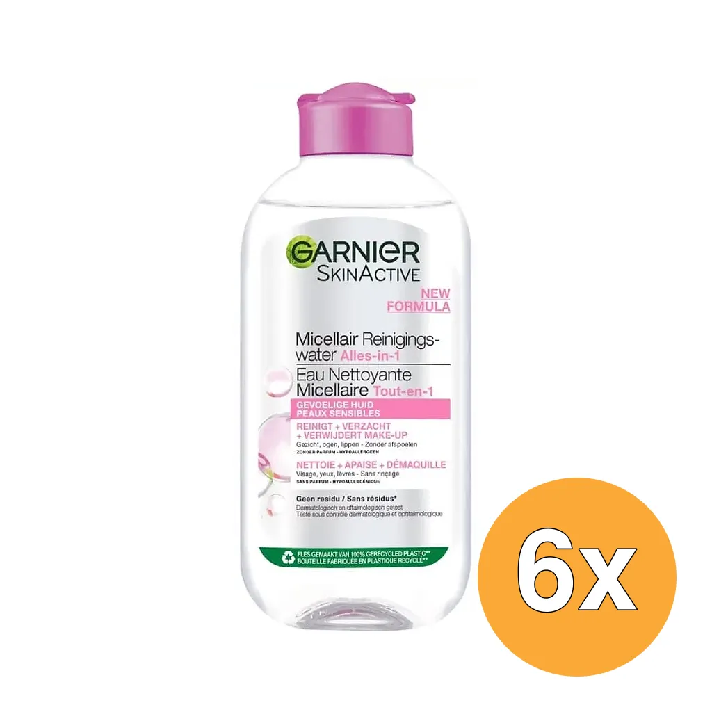 6x Garnier Skin Active Micellair Reinigingswater Voor Gevoelige Huid (200 ml)