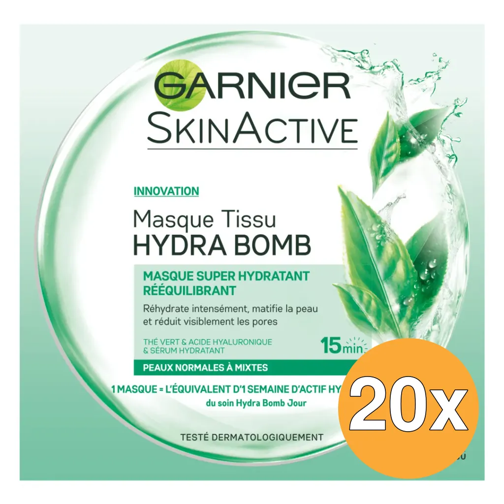 20x Garnier Skin Active Hydra Bomb Masker Tissues Gemengde Huid (1 stuk)