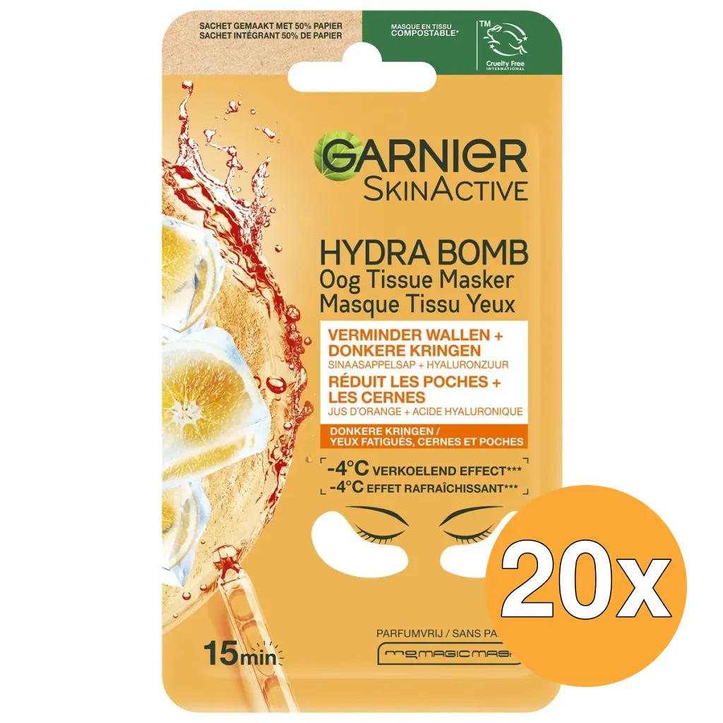 20x Garnier Skin Active Hydra Bomb Masker Tissues Orange (1 paar)