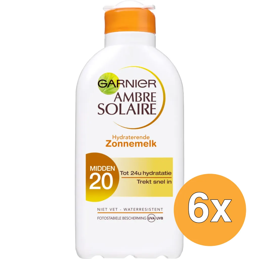 6x Garnier Ambre Solaire Zonnemelk SPF20 (200 ml)