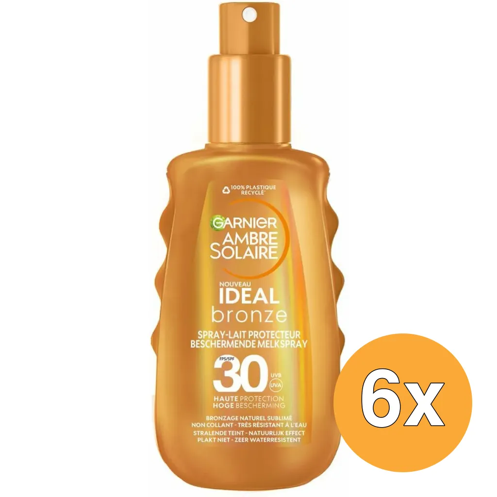6x Garnier Ambre Solaire Ideal Bronze Melkspray SPF 30 (150 ml)