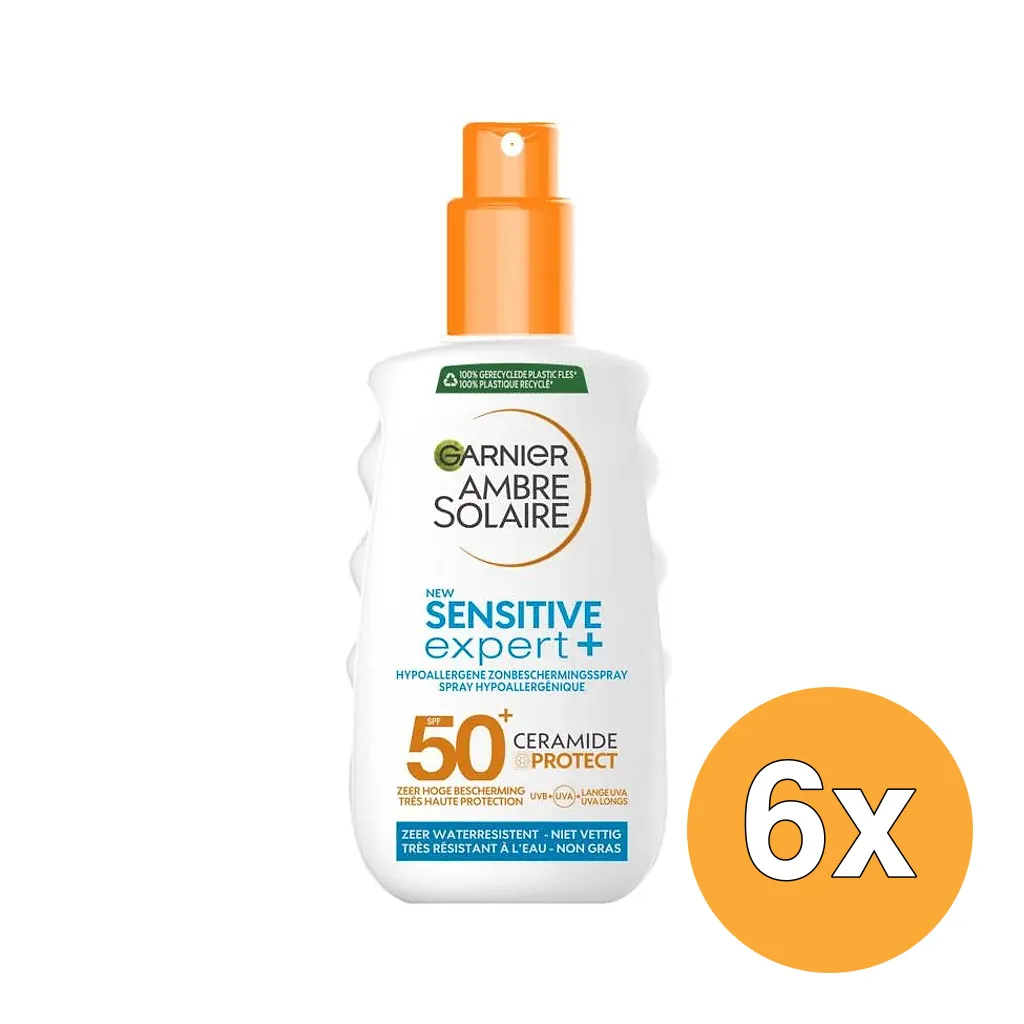 6x Garnier Ambre Solaire Sensitive Expert+ Zonnespray SPF50+ (200 ml)