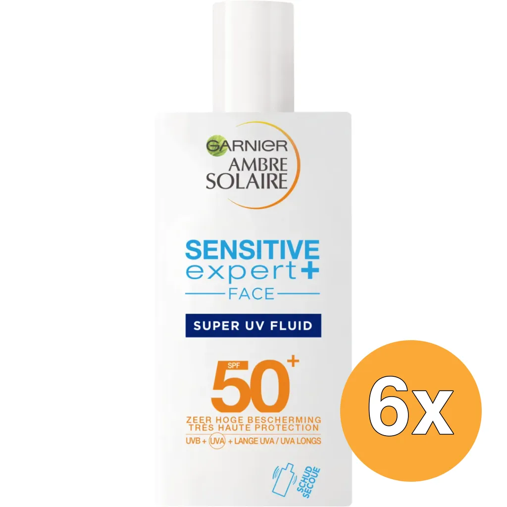 6x Garnier Ambre Solaire Sensitive Expert+ Gezicht Fluid SPF50+ (40 ml)