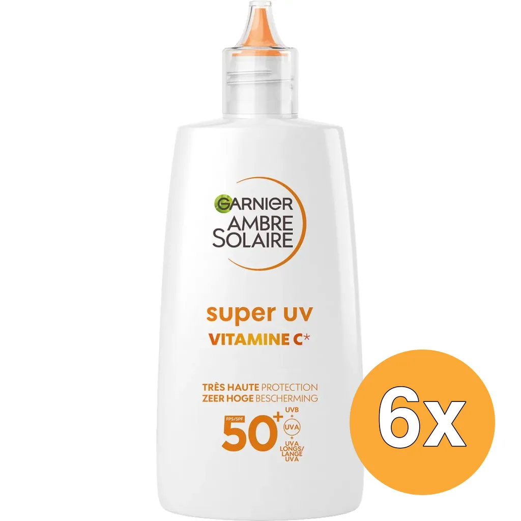 6x Garnier Ambre Solaire Fluid Vitamine C Anti-Pigmentvlekken Super UV SPF 50+ (40 ml)