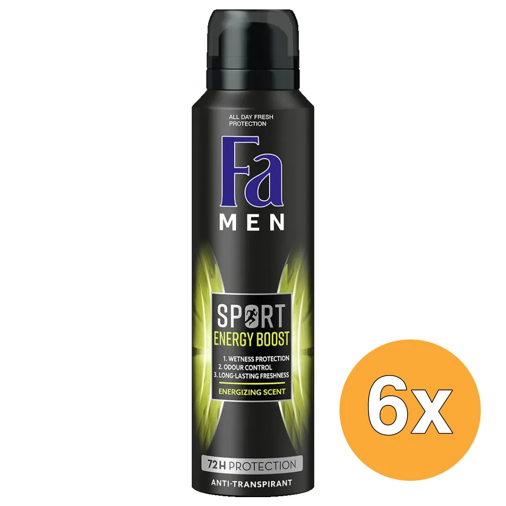 6x Fa Men deodorant spray sport double power boost (150 ml)