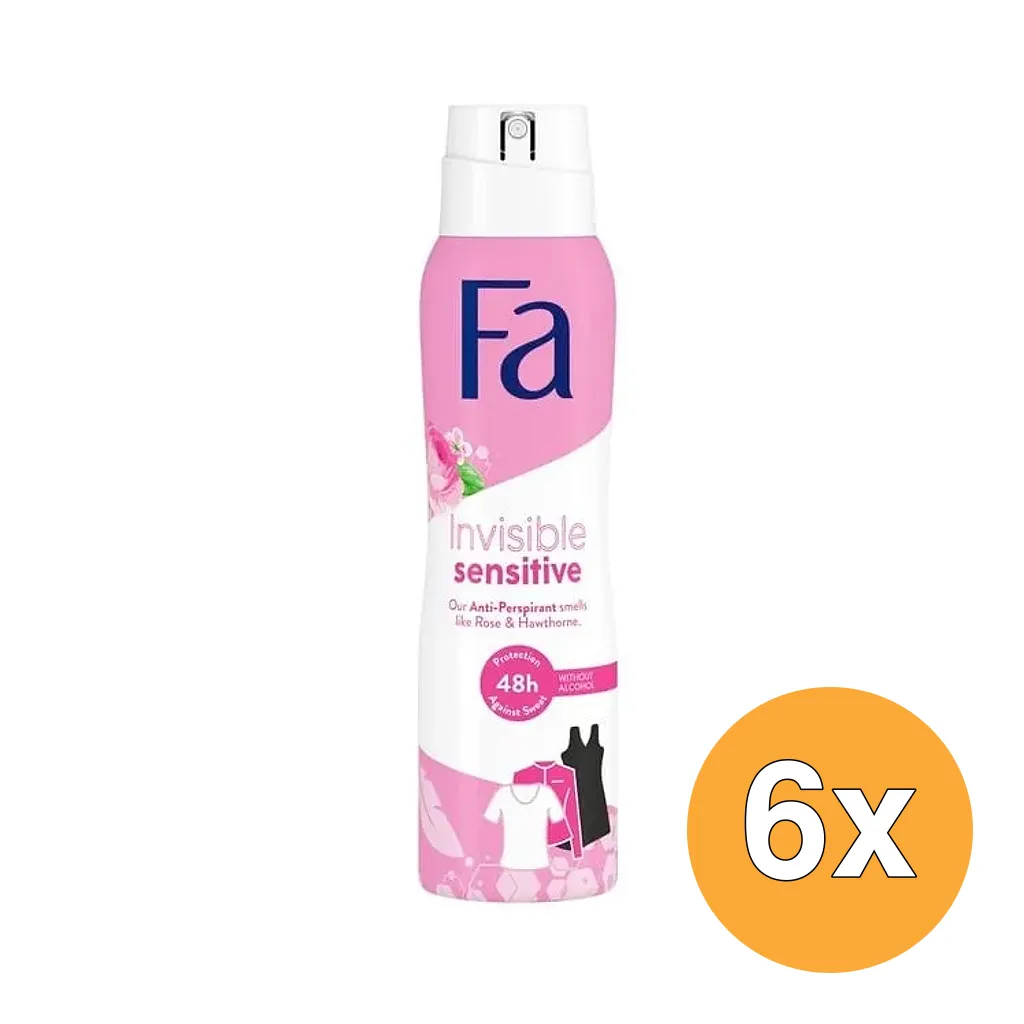 6x Fa Deo Spray Invisible Sensitive (150 ml)