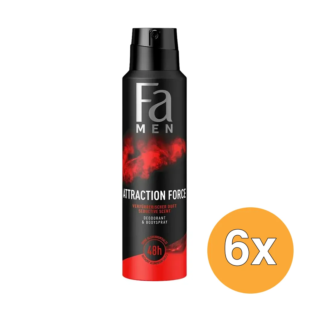 6x Fa Deo Spray Men Attraction Force (150 ml)