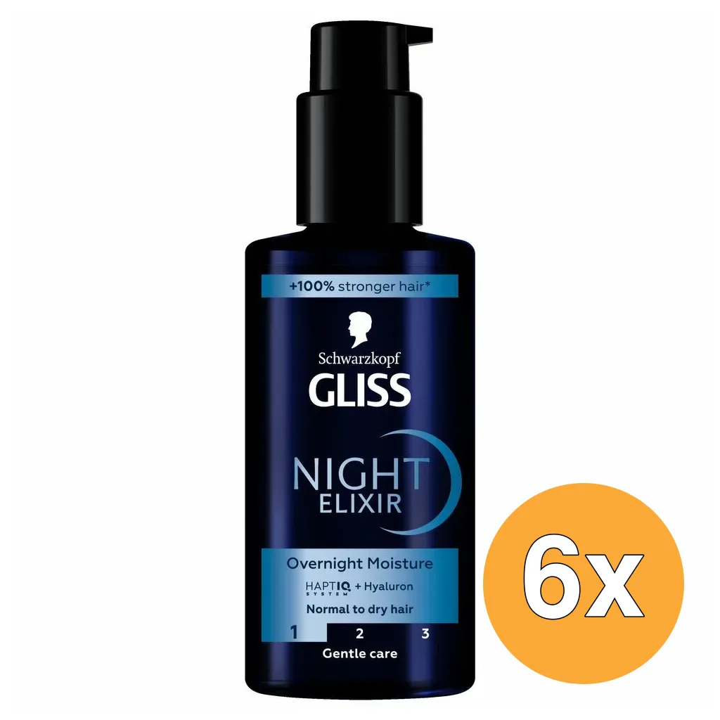 6x Gliss Kur Aqua Revive Night Elixir (100 ml)