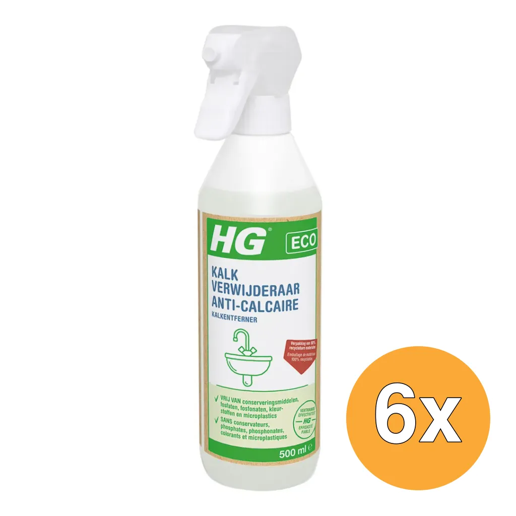 6x HG Eco Kalkverwijderaar (500 ml)
