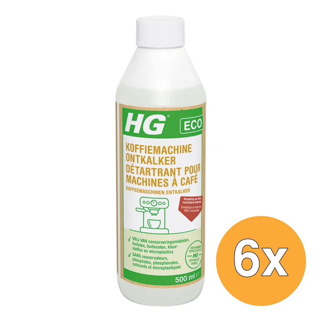 6x HG Eco Koffiemachine Ontkalker Citroenzuur (500 ml)