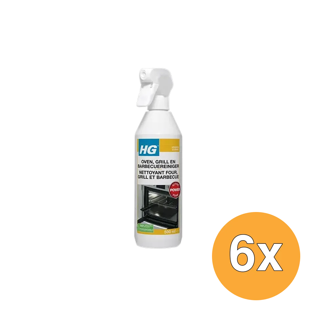6x HG Oven, Grill En Barbecuereiniger (500 ml)