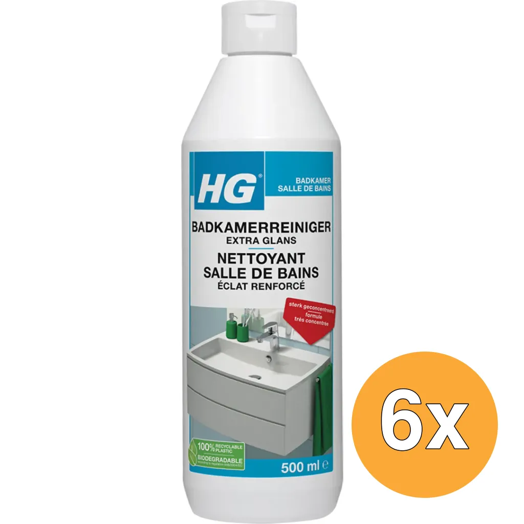 6x HG Badkamerreiniger Extra Glans (500 ml)