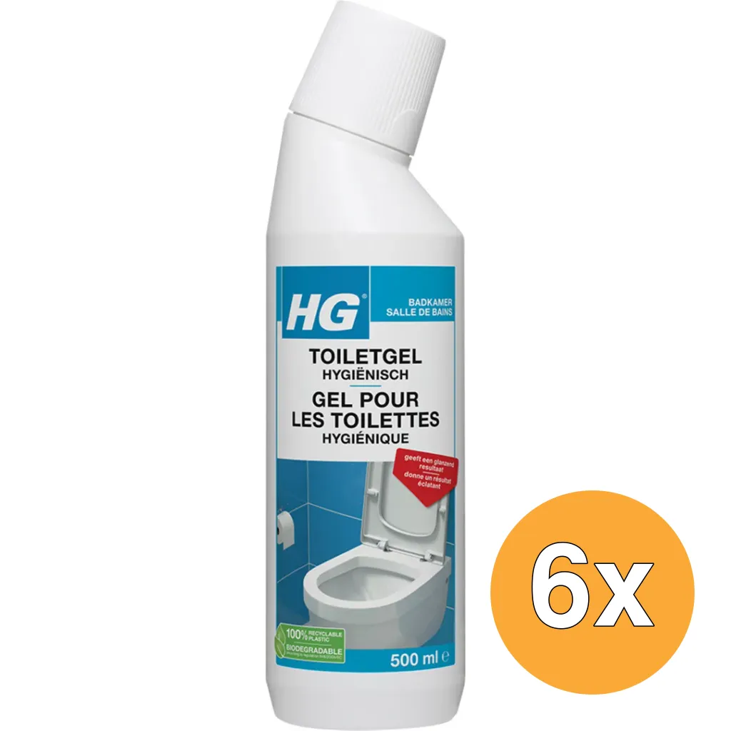 6x HG Toiletgel Hygiã«Nisch (500 ml)
