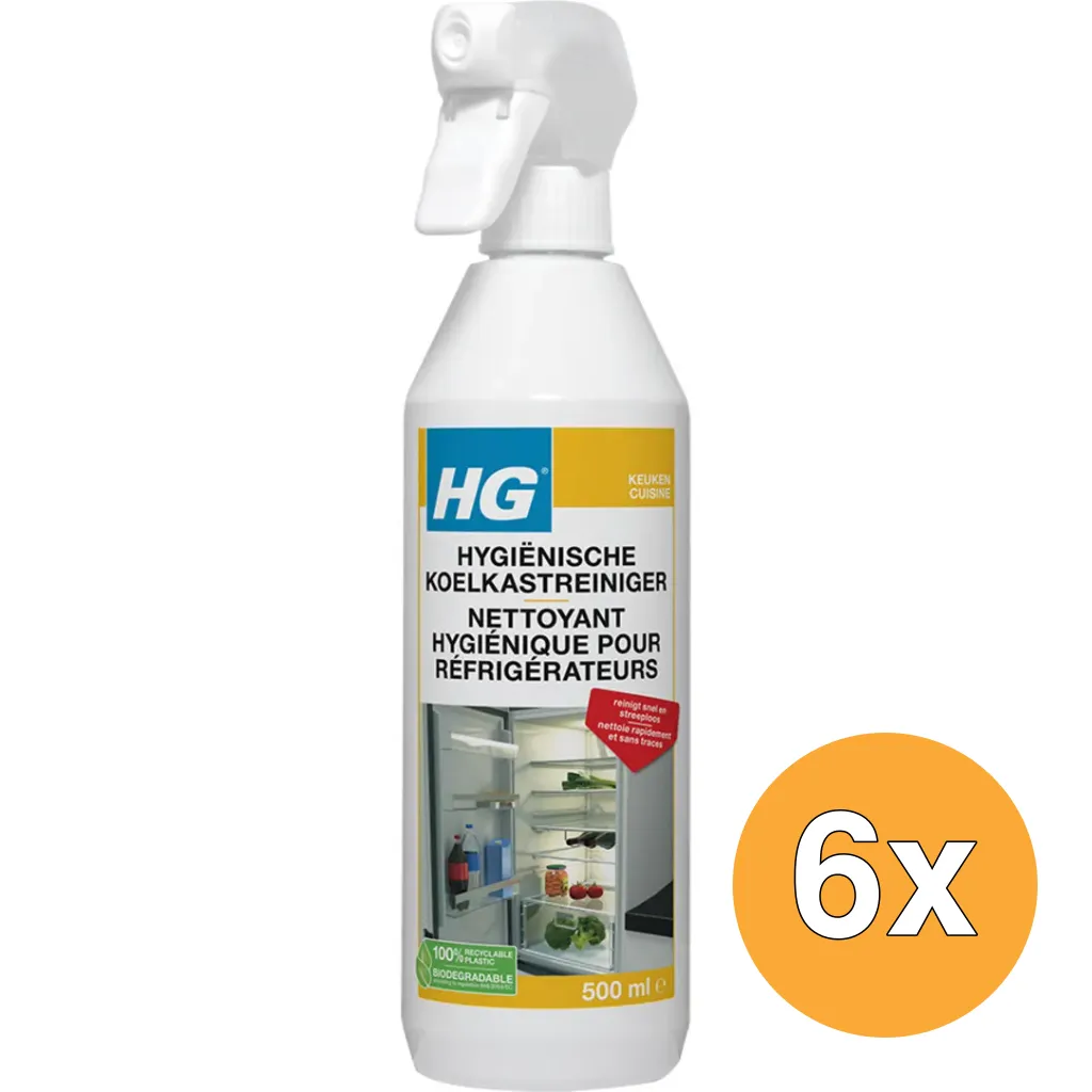 6x HG Hygiã«Nische Koelkastreiniger (500 ml)