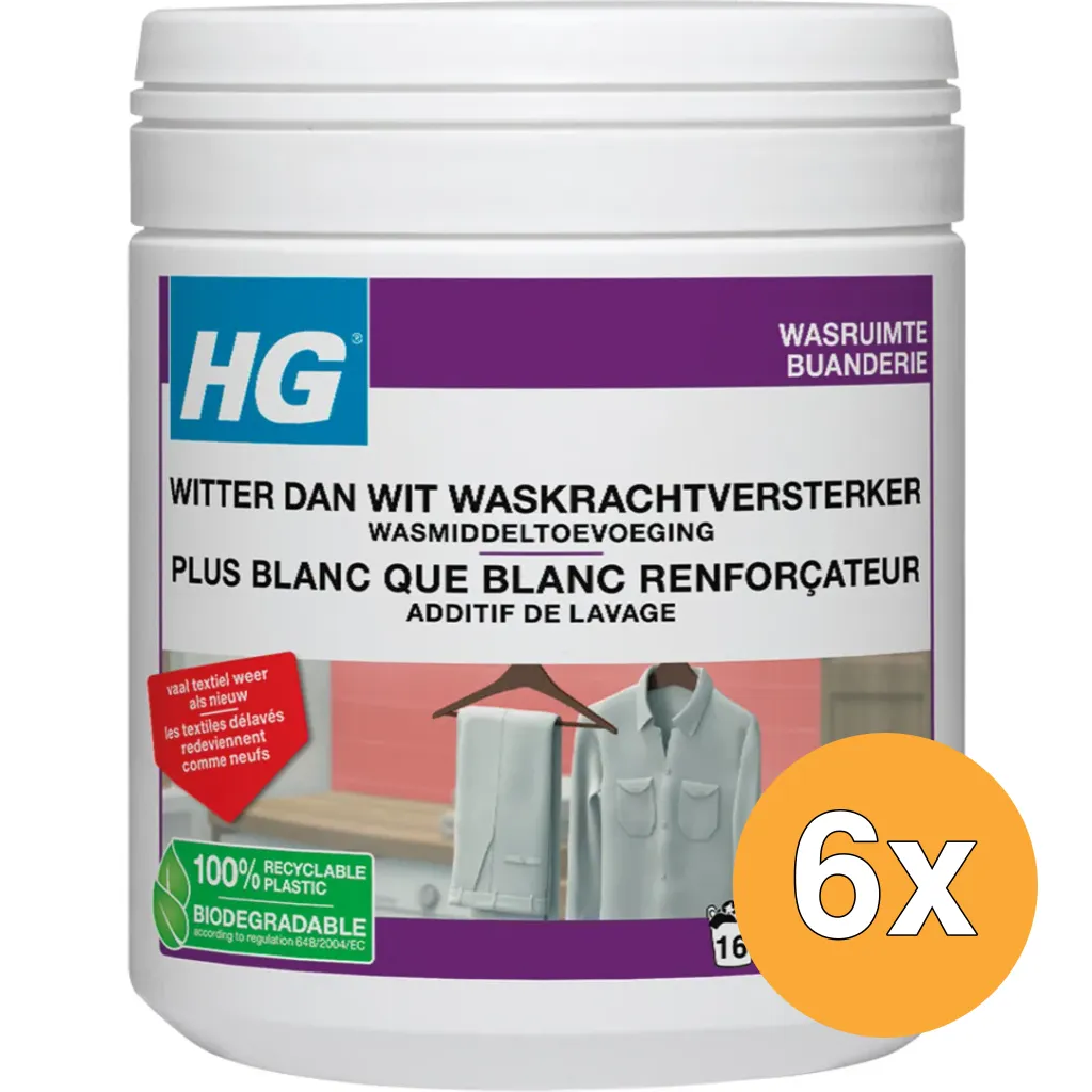 6x HG Witter Dan Wit Waskrachtverster Wasmiddeltoevoeging (400 gr)