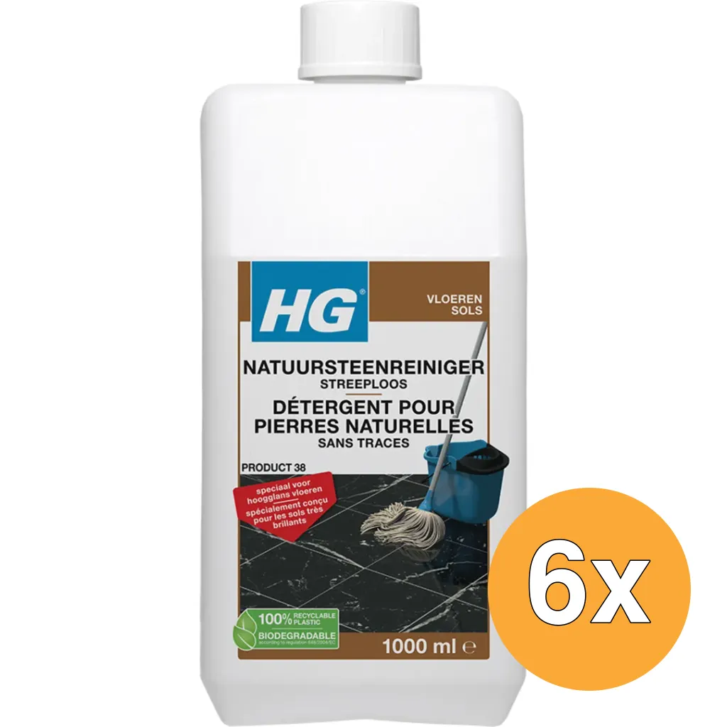 6x HG Natuursteenreiniger Streeploos (1000 ml)