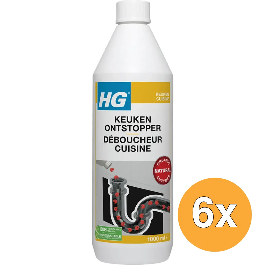 6x HG Keukenontstopper (1000 ml)