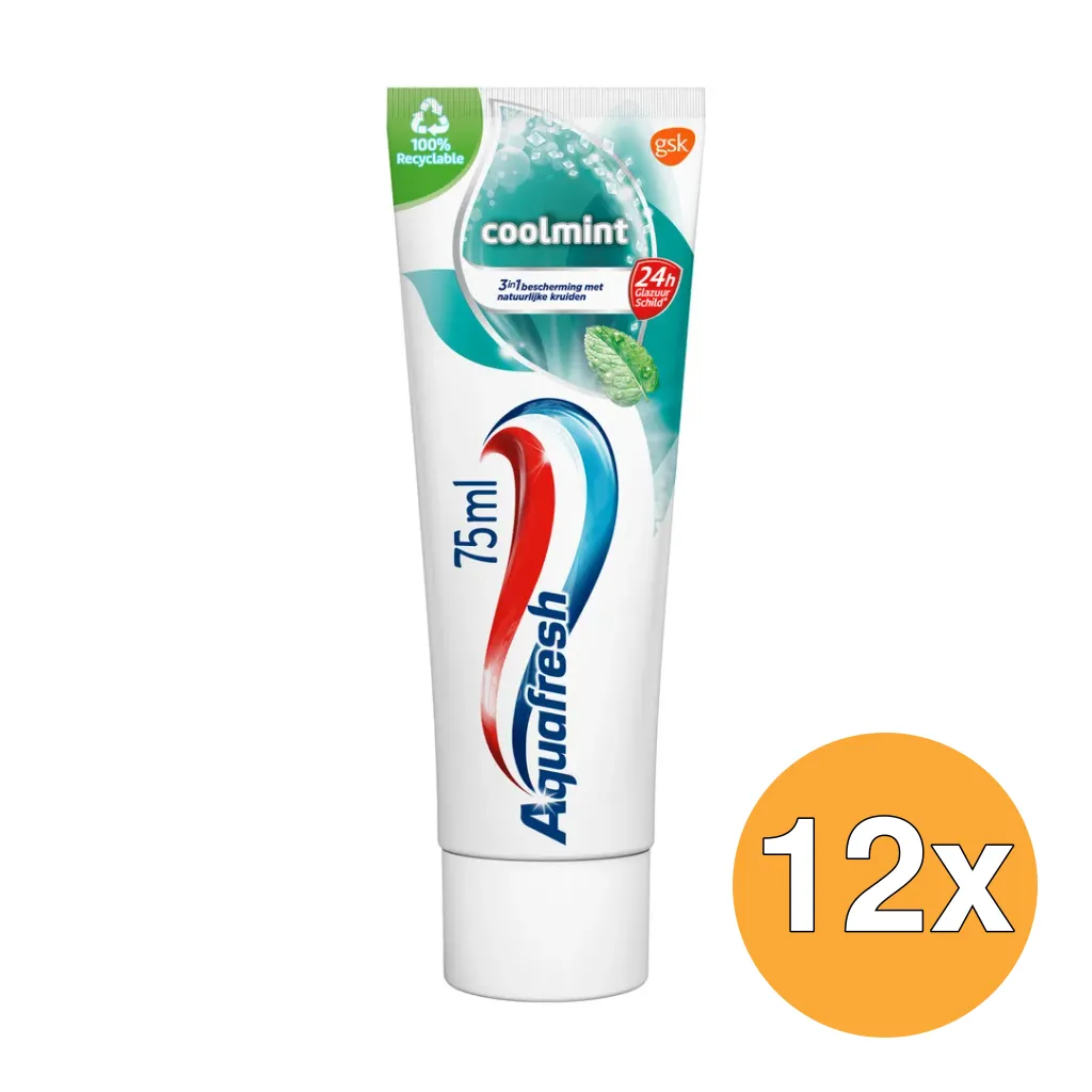 12x Aquafresh Tandpasta Coolmint (75 ml)