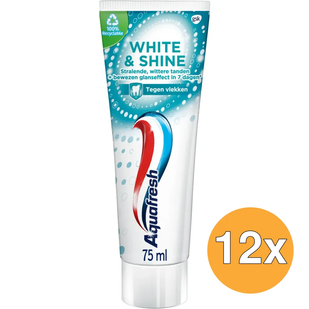 12x Aquafresh Tandpasta white & shine (75 ml)