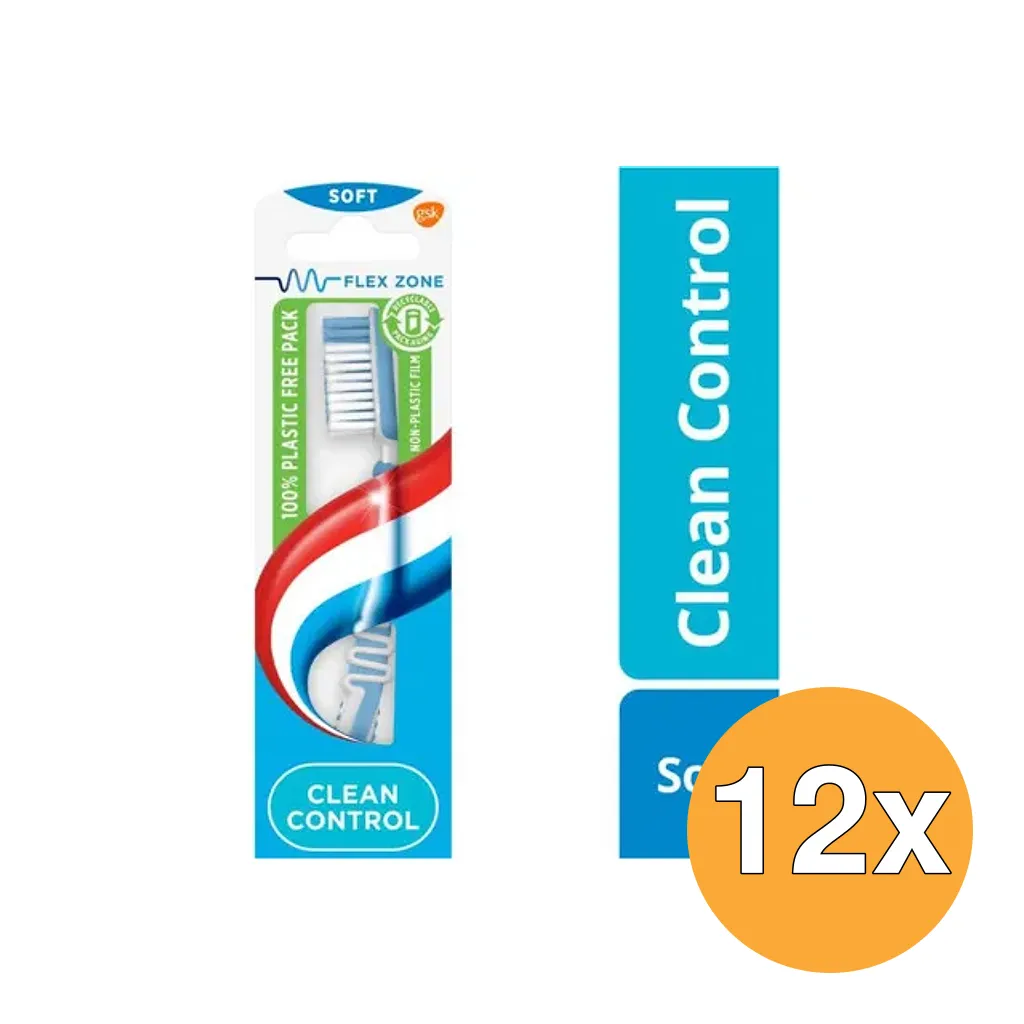 12x Aquafresh Tandenborstel Clean Control Soft (1 stuk)