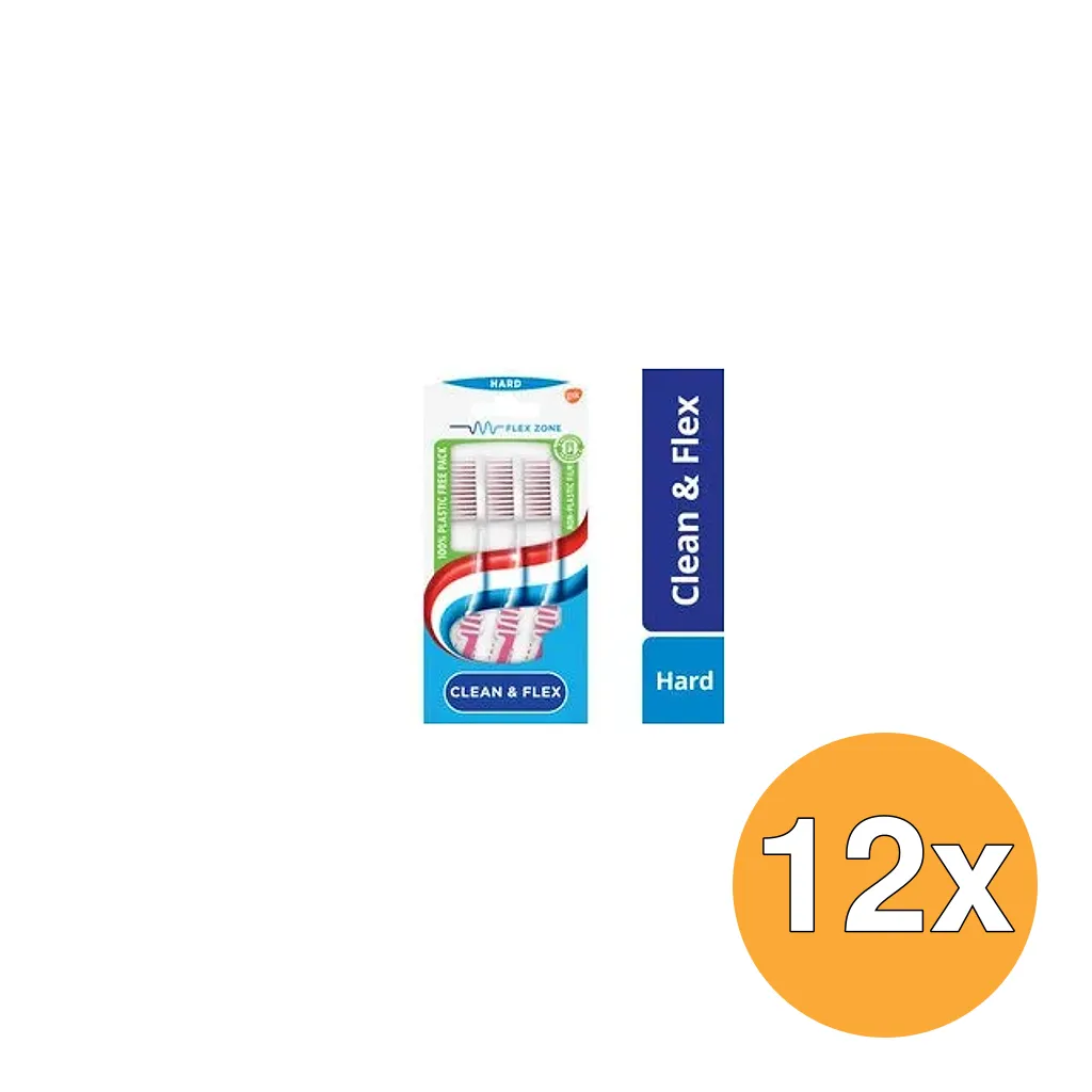 12x Aquafresh Tandenborstel clean & flex hard (3 stuks)