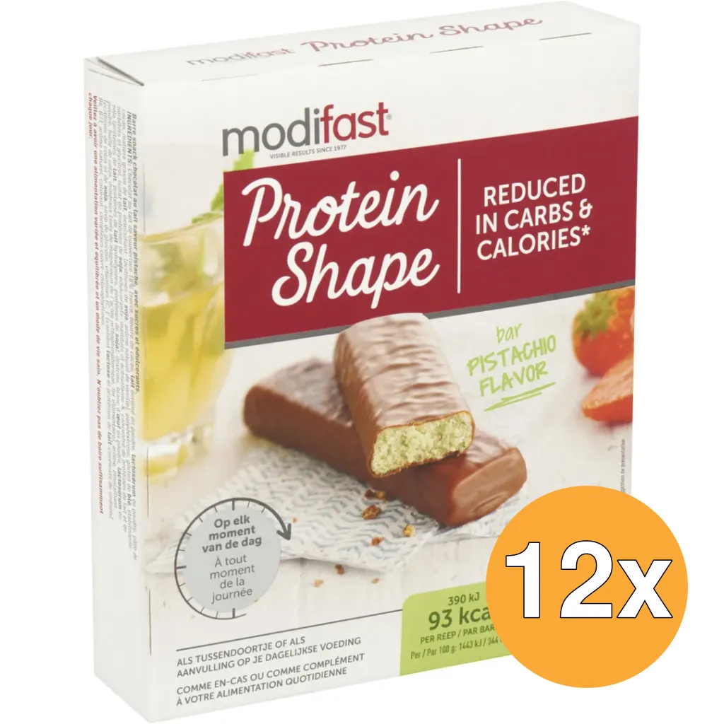 12x Modifast Protein Shape Reep Chocolade/Pistache (162 gr)