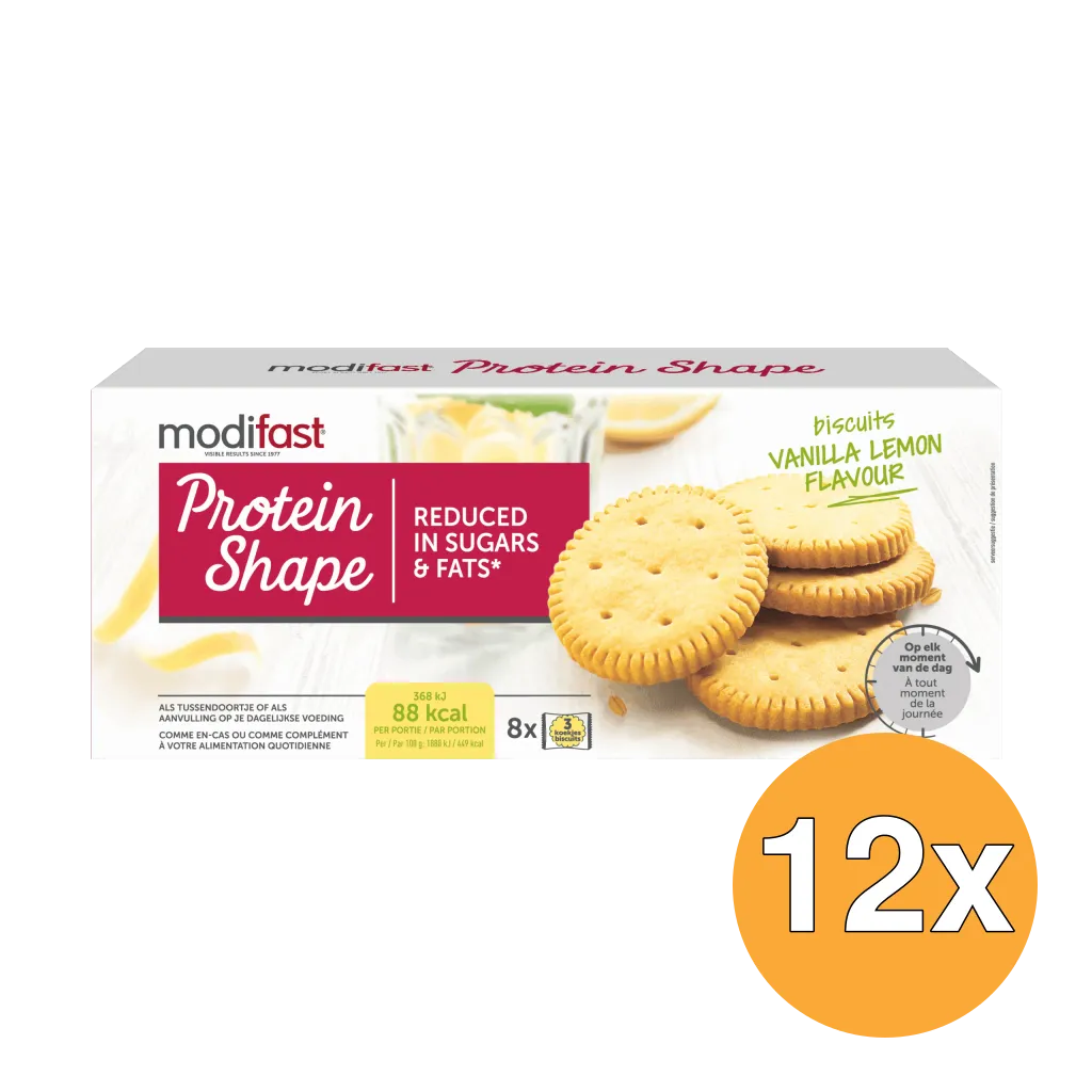 12x Modifast Protein Shape Biscuits Vanilla Lemon (8 x 3 stuks)