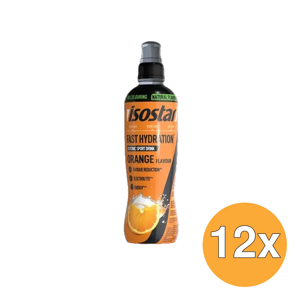 12x Isostar Fast Hydration Sport Cap Orange (500 ml)