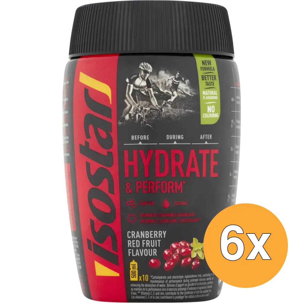 6x Isostar Hydrate & Perform Cranberry Red Fruit (400 gr)