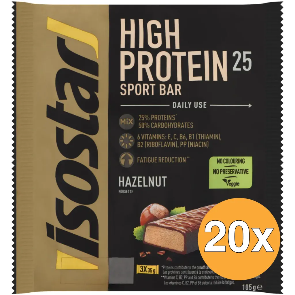 20x Isostar High Protein Reep Hazelnoot (105 gr)