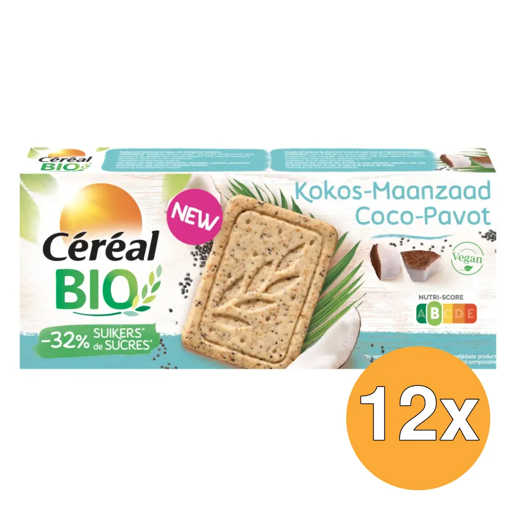 12x Céréal Bio Kokos maanzaad (132 gr)