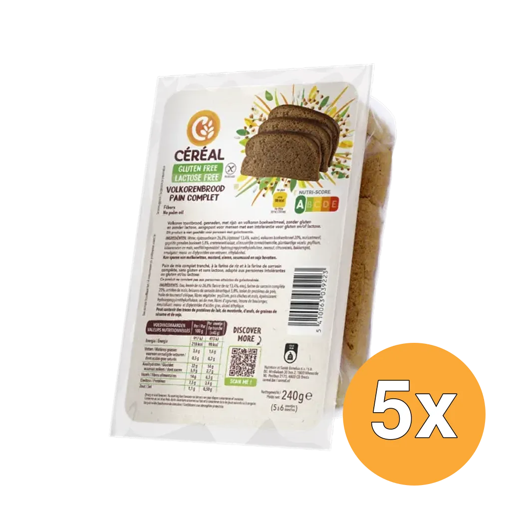 5x Céréal Volkorenbrood - Gluten- & Lactosefree (230 gr)