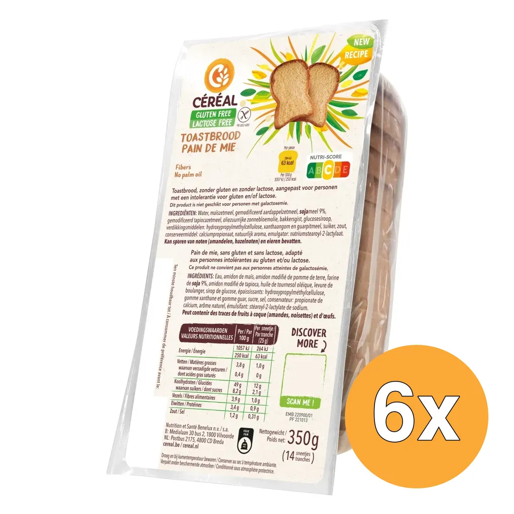 6x Céréal Toastbrood Glutenvrij (350 gr)