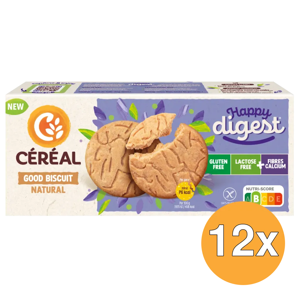 12x Céréal Happy Digest Good Biscuit Naturel (3 x 3 stuks)