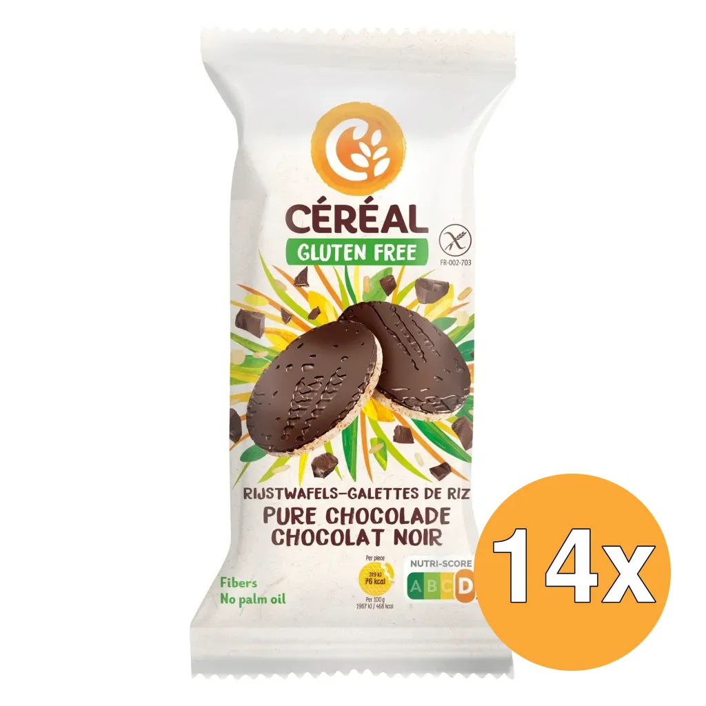 14x Céréal Rijstwafels Met Pure Chocolade (130 gr)