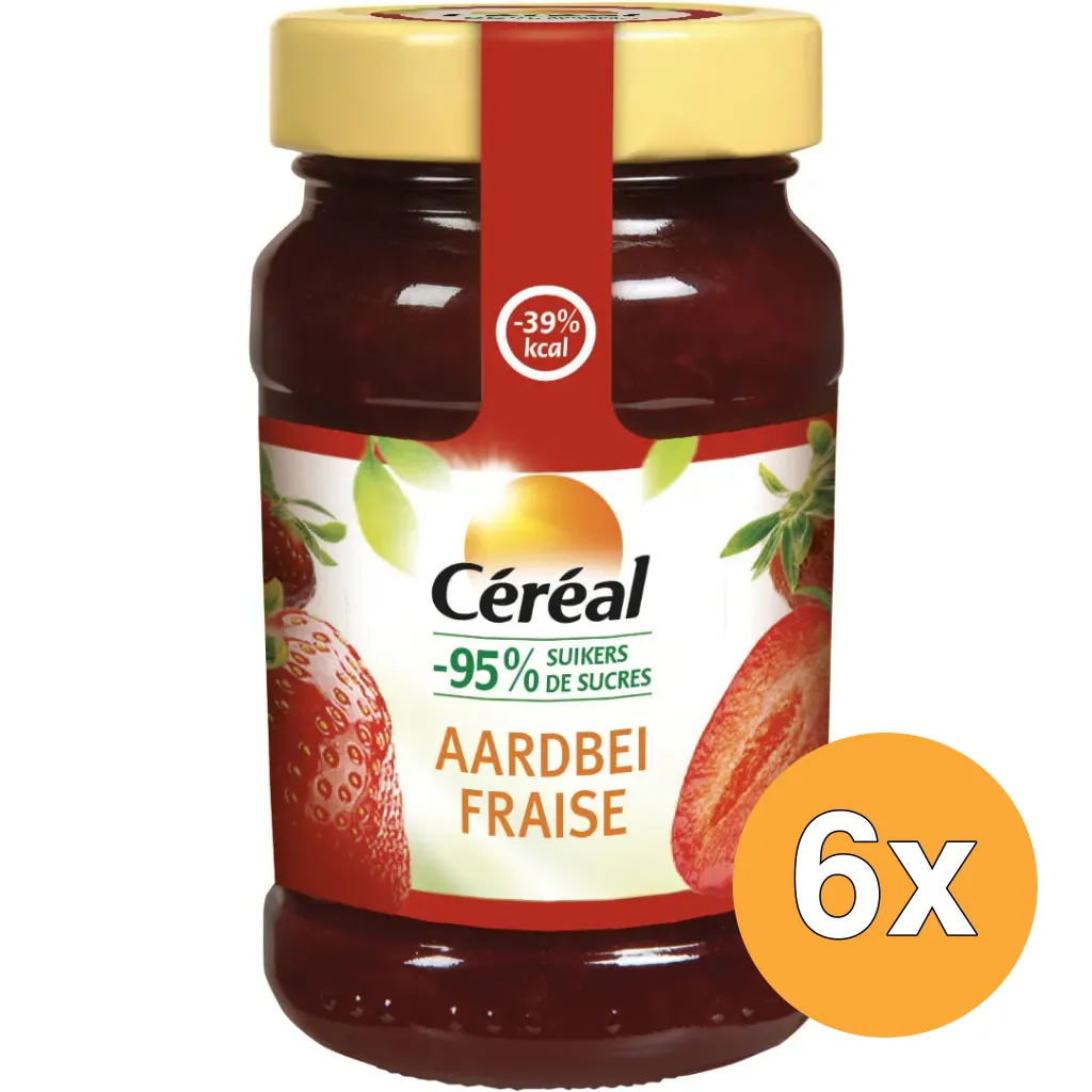 6x Céréal Fruitbeleg aardbei suikervrij (270 gr)