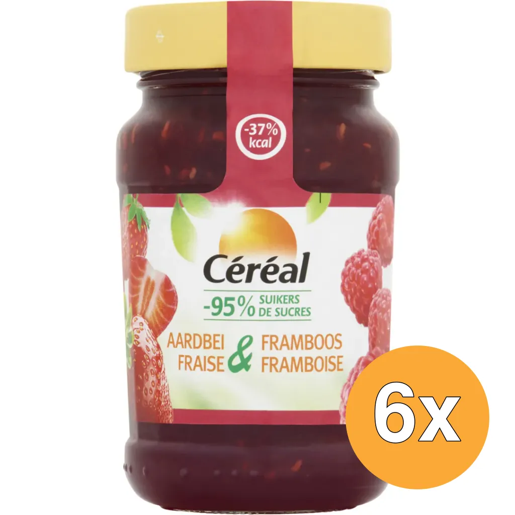 6x Céréal Fruit aardbei framboos suikervrij (270 gr)