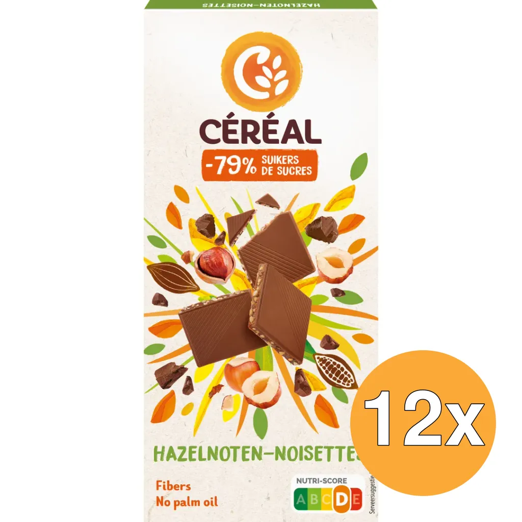 12x Céréal Tablet hazelnoot maltitol (80 gr)