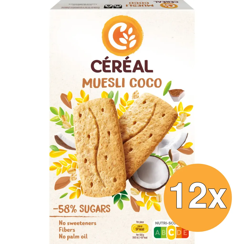 12x Céréal Koekjes muesli/cocos (200 gr)
