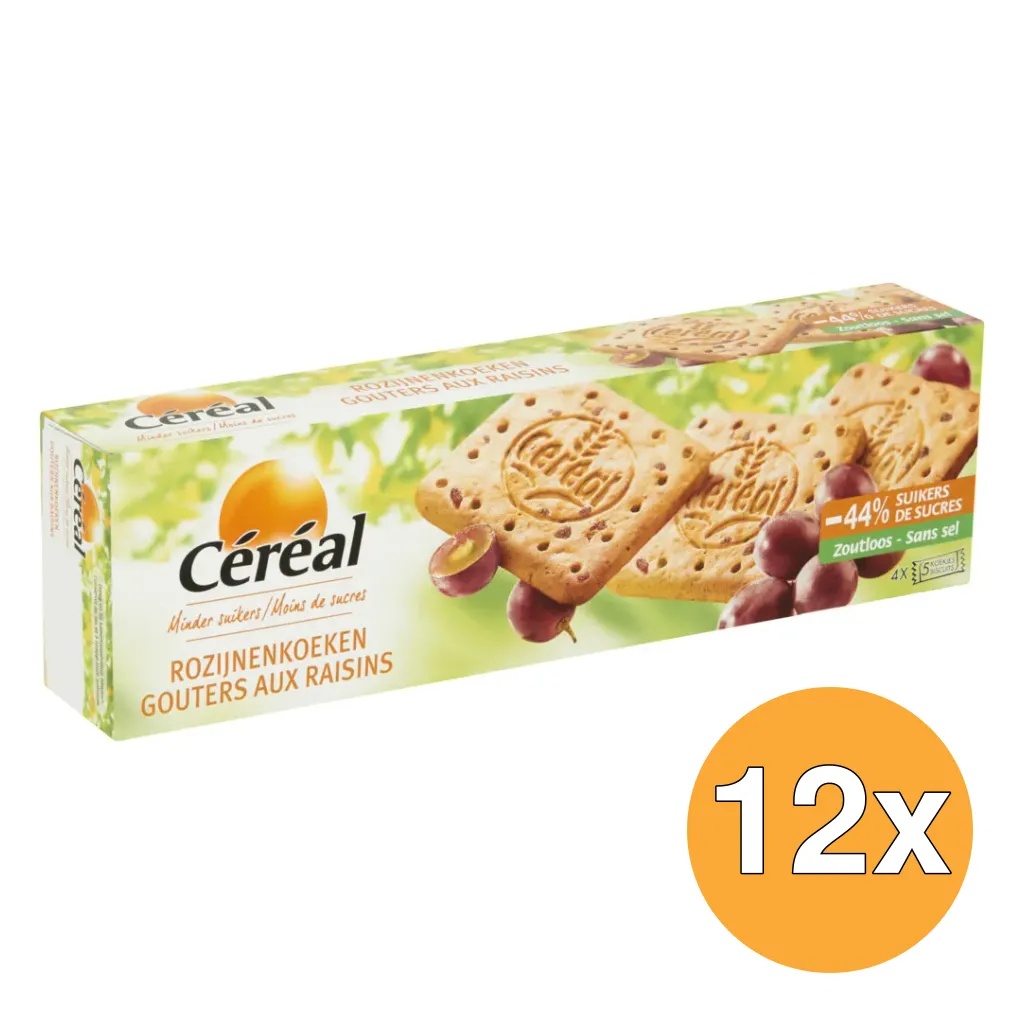 12x Céréal Rozijnenkoeken minder suiker (360 gr)