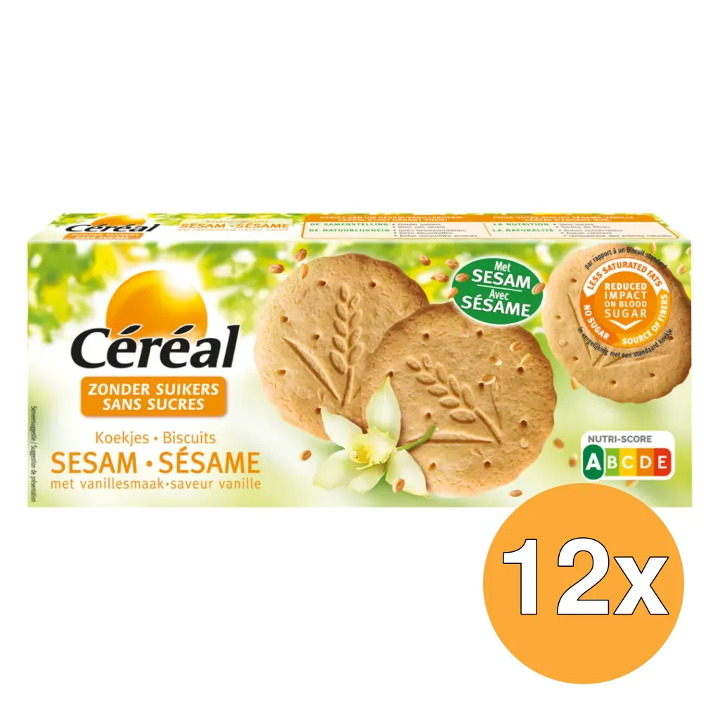 12x Céréal Sesam vanille koek (132 gr)