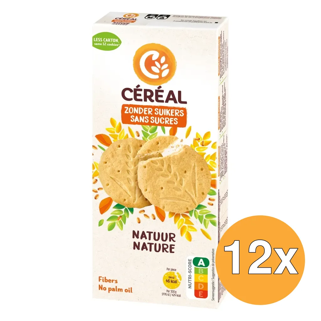 12x Céréal Zandkoekjes Natuur (3 x 4 stuks)