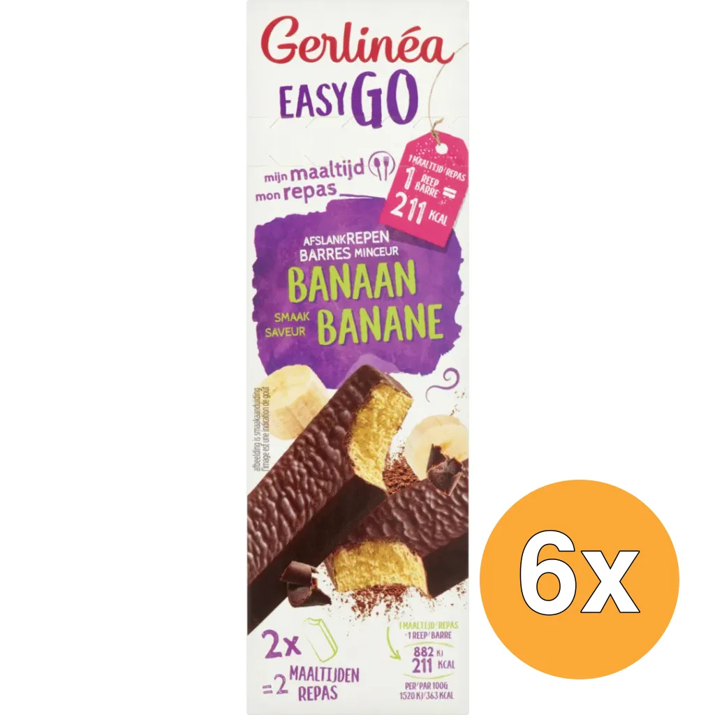6x Gerlinéa Easy Go Afslank Maaltijdrepen Banaan (2 x 58 gr)